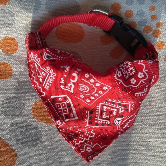 Red Bandana Red Dog Collar Adjustable Custom Made for Dog Leashes - Picture 10 of 12